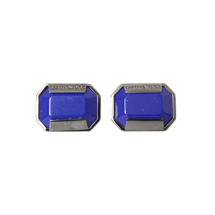 Silver Plated Brass Pin Crystal Cufflinks