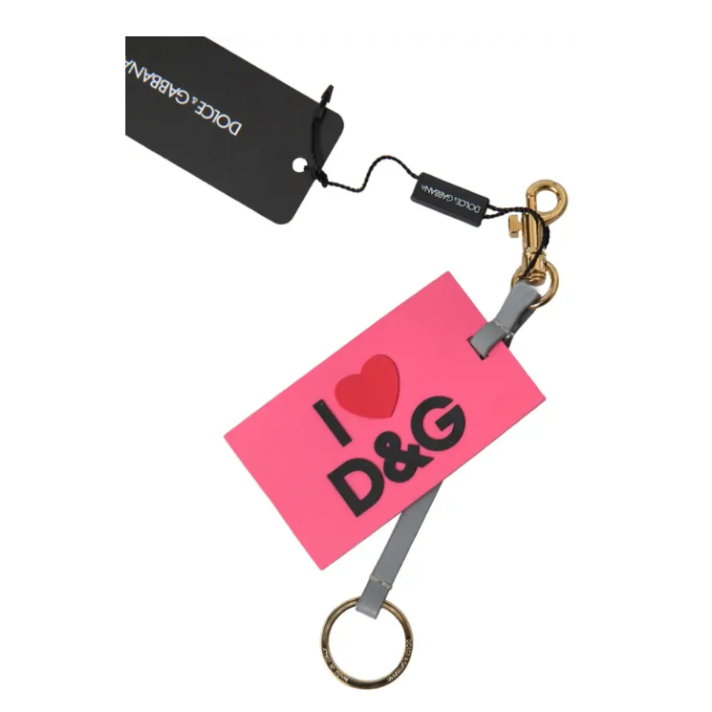 Dolce & Gabbana Pink Silicone DG Logo Gold Brass Keyring Women Keychain