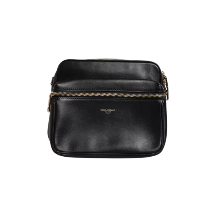 Dolce & Gabbana Black Calfskin Leather Gothic Messenger Bag