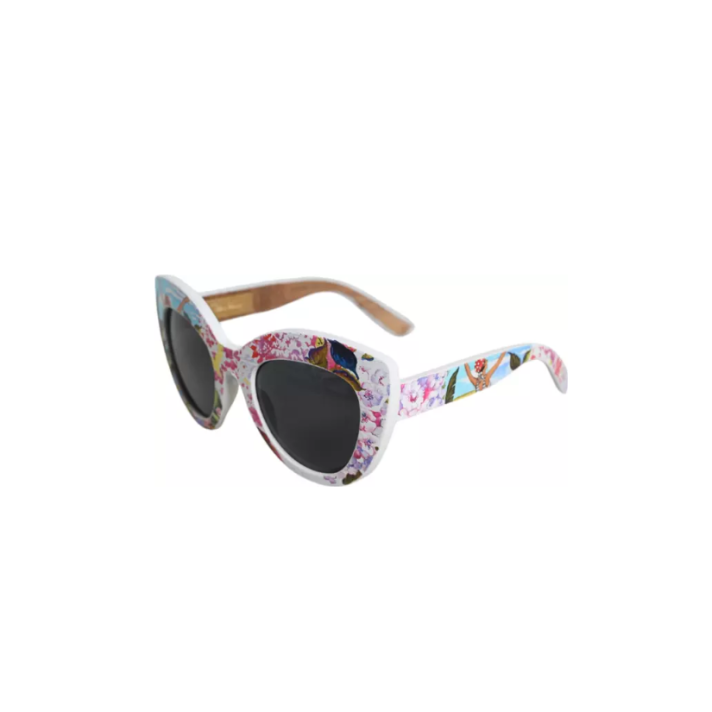 Dolce & Gabbana Multicolor Wood Crystal Brass Frame Floral Hand Paint Sunglasses