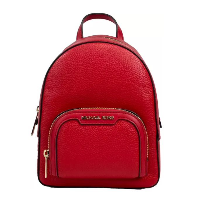 Michael Kors Jaycee Mini XS Leather Zip Pocket Backpack Red