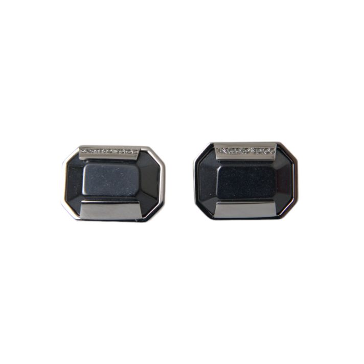 Silver Plated Brass Pin Crystal Cufflinks