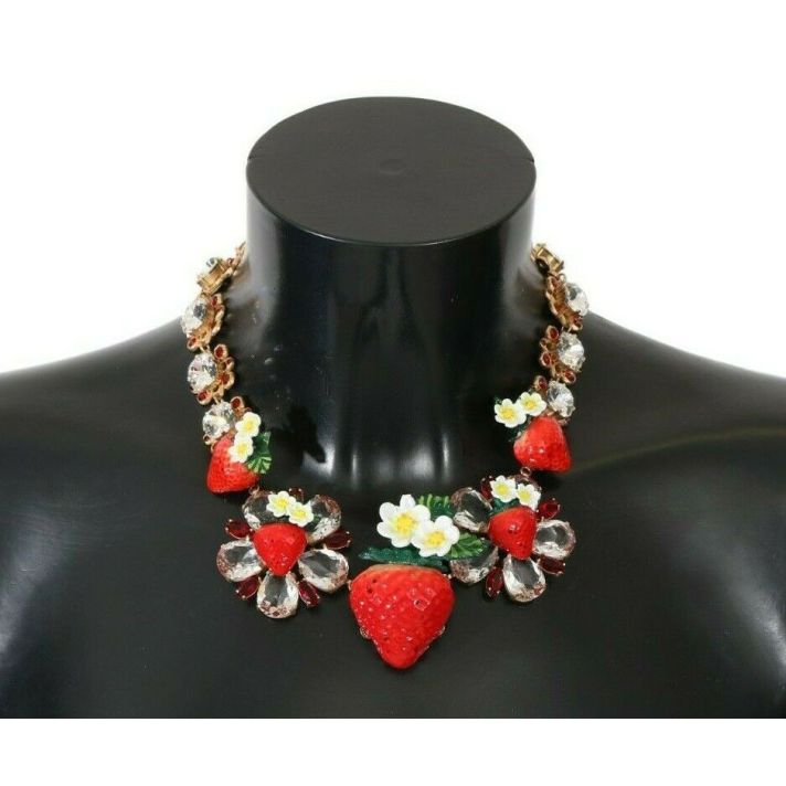 Elegant Strawberry Charm Crystal Necklace