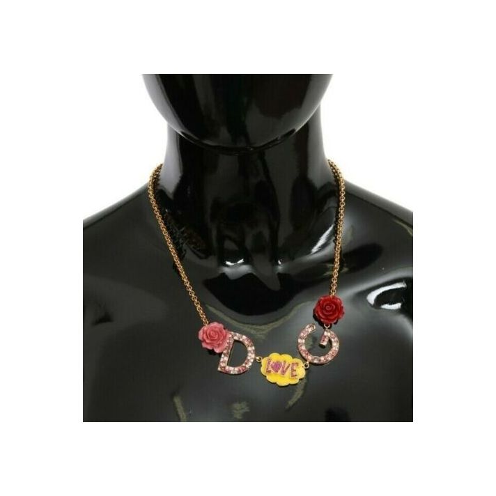 Gold Crystal Charm Statement Necklace