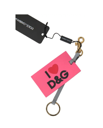 Dolce & Gabbana Pink Silicone DG Logo Gold Brass Keyring Women Keychain