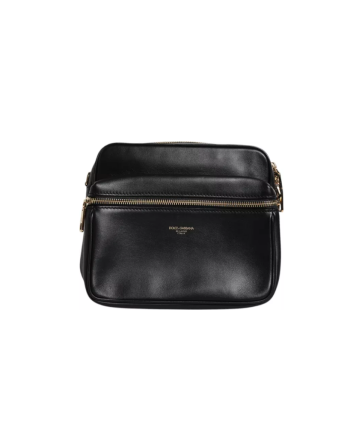 Dolce & Gabbana Black Calfskin Leather Gothic Messenger Bag