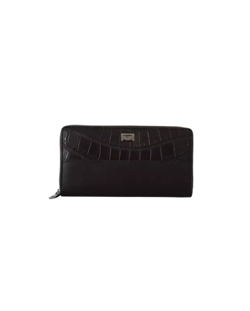 Dolce & Gabbana Brown Exotic Leather Zip Around Continental Clutch Wallet