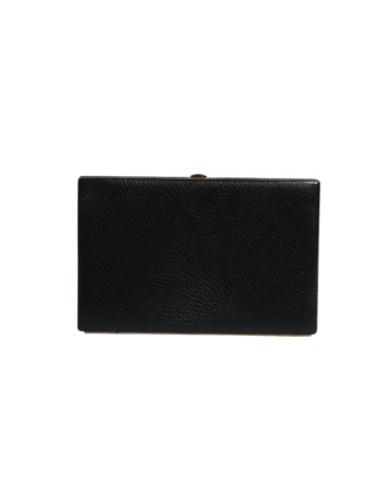 Dolce & Gabbana Black Leather Gold Frame Clutch Evening Party Purse Bag
