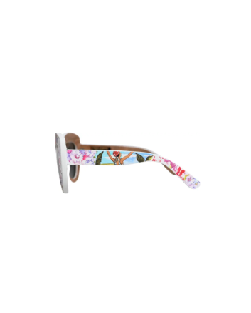 Dolce & Gabbana Multicolor Wood Crystal Brass Frame Floral Hand Paint Sunglasses