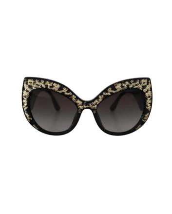 Dolce & Gabbana Black Gold Sequin Butterfly Polarized DG4326 Sunglasses
