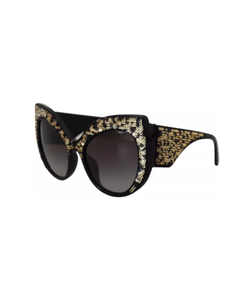 Dolce & Gabbana Black Gold Sequin Butterfly Polarized DG4326 Sunglasses