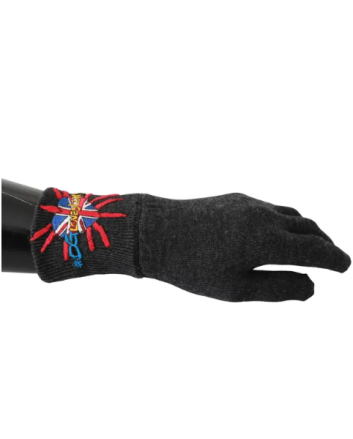 Dolce & Gabbana Gray #DGLovesLondon Embroidered Wool Gloves