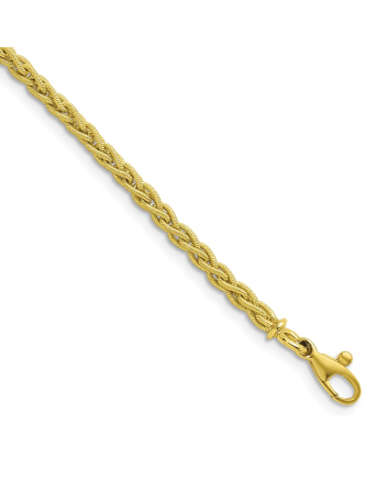 18K Green Gold 2.8mm Solid Wheat 7.25 inch Bracelet