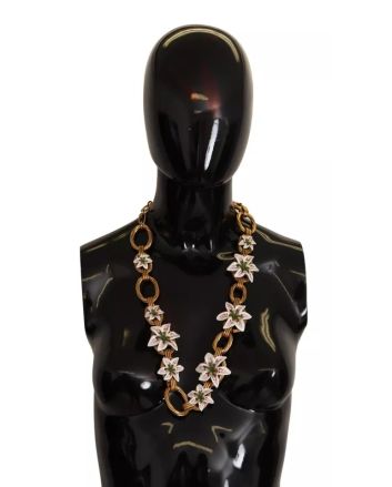 Gold Chain Lilium Floral Choker Statement Jewelry Necklace