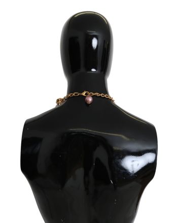 Elegant Gold-Tone Faux Pearl Crystal Necklace