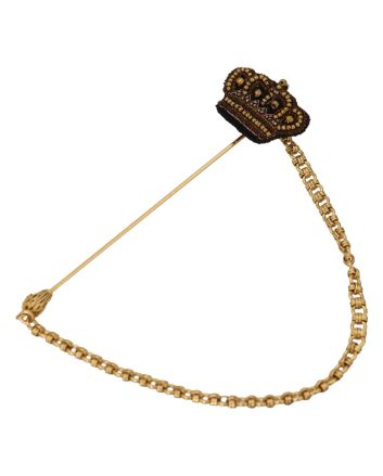 Elegant Gold Tone Glass-Accented Brooch Pin