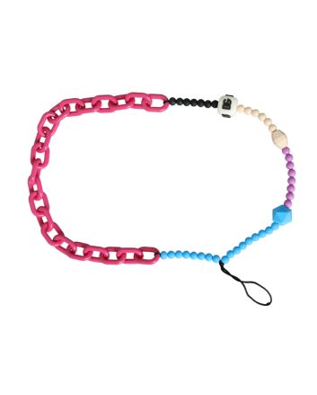 Multicolor Beaded Chain Logo Charm Necklace