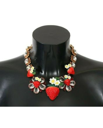 Elegant Strawberry Charm Crystal Necklace