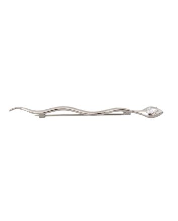 Elegant Crystal-Embellished Silver Brooch Pin