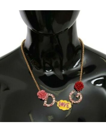 Gold Crystal Charm Statement Necklace